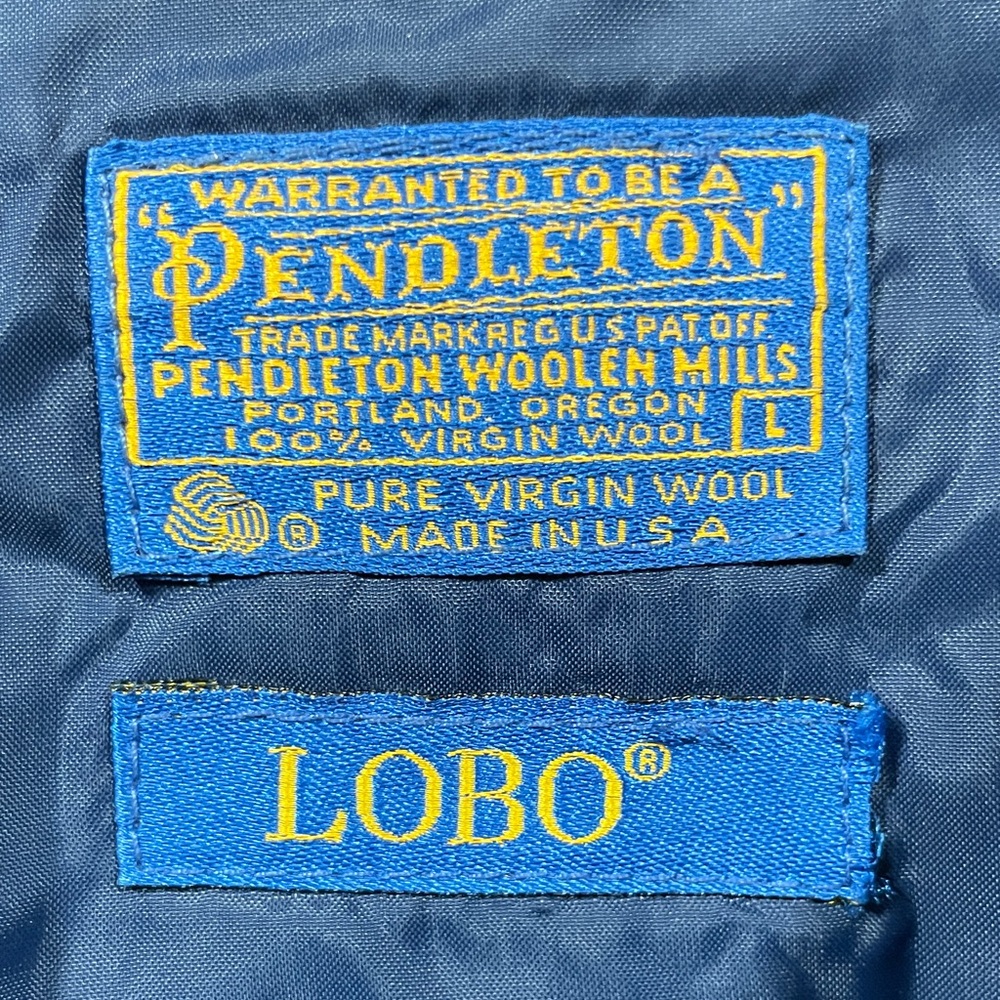 Vintage wool Pendleton LOBO Navy and Green Jacket with Burgundy Accents - Picture 2 of 4